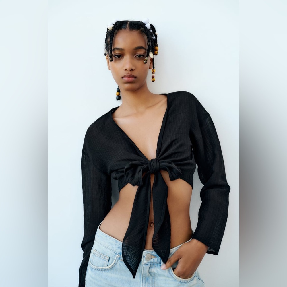 ZARA KNOTTED TEXTURED TOP
